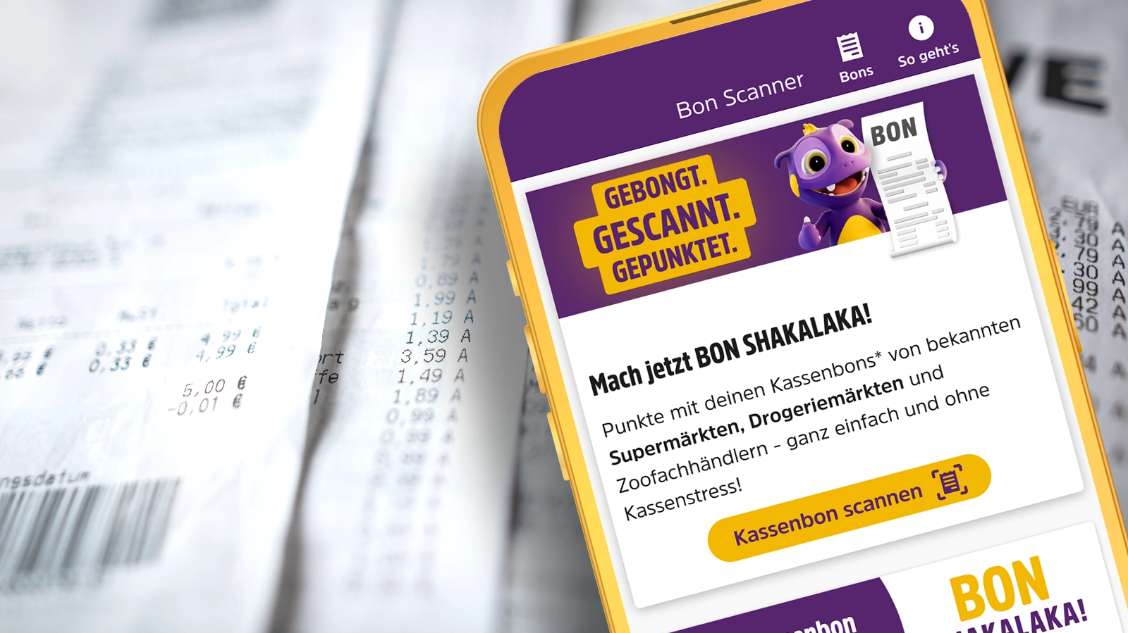 Kassenbon-Scanner-App: Punkte sammeln in Supermärkten und Drogerien.